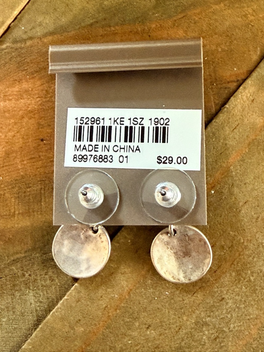 J.Jill Blue Stone Drop Earrings Silver Hammered Disc Dangle Boho Chic - Picture 4 of 5